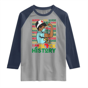 Nurse African American Raglan Shirt I Am Black History Strong Feminism TS12 Sport Gray Navy Print Your Wear