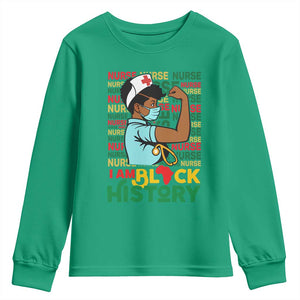 Nurse African American Youth Sweatshirt I Am Black History Strong Feminism TS12 Irish Green Print Your Wear