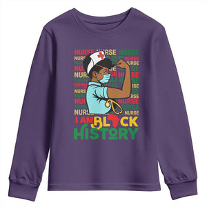 Nurse African American Youth Sweatshirt I Am Black History Strong Feminism TS12 Purple Print Your Wear