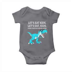 Lets Eat Kids Punctuation Saves Lives Baby Onesie Dinosaur Funny Grammar TS12 Charcoal Print Your Wear