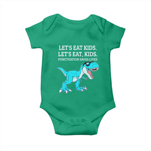 Lets Eat Kids Punctuation Saves Lives Baby Onesie Dinosaur Funny Grammar TS12 Irish Green Print Your Wear