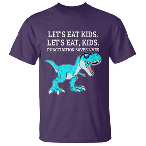 Lets Eat Kids Punctuation Saves Lives T Shirt Dinosaur Funny Grammar TS12 Purple Print Your Wear
