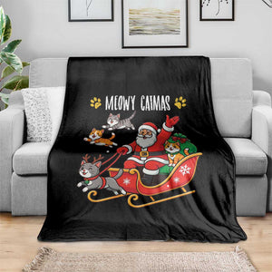 Funny Christmas Cat Throw Blanket Meowy Catmas Santa Sleigh Xmas TS12 Print Your Wear