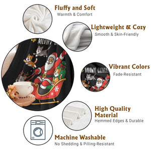 Funny Christmas Cat Throw Blanket Meowy Catmas Santa Sleigh Xmas TS12 Print Your Wear