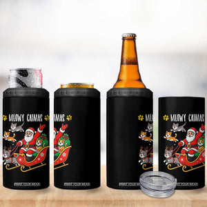 Funny Christmas Cat 4 in 1 Can Cooler Tumbler Meowy Catmas Santa Sleigh Xmas TS12 Print Your Wear