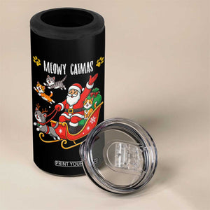Funny Christmas Cat 4 in 1 Can Cooler Tumbler Meowy Catmas Santa Sleigh Xmas TS12 Print Your Wear