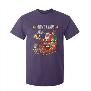 Funny Christmas Cat T Shirt For Kid Meowy Catmas Santa Sleigh Xmas TS12 Purple Print Your Wear