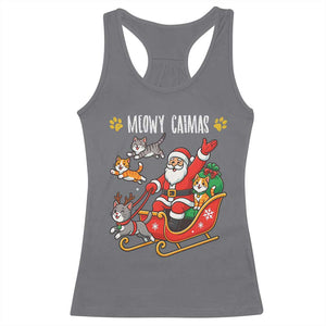 Funny Christmas Cat Racerback Tank Top Meowy Catmas Santa Sleigh Xmas TS12 Charcoal Print Your Wear