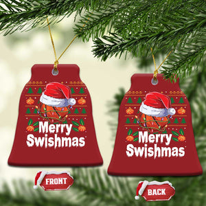 Basketball Xmas Christmas Ornament Funny Merry Swishmas Sports TS12 Bell Flake Red Print Your Wear