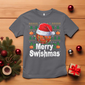 Basketball Christmas T Shirt Funny Merry Swishmas Sports TS12 Charcoal Print Your Wear