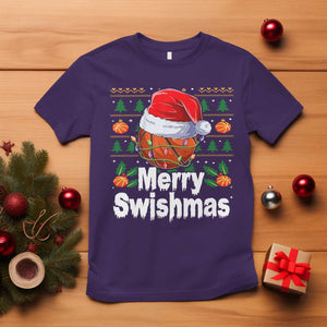 Basketball Christmas T Shirt Funny Merry Swishmas Sports TS12 Purple Print Your Wear