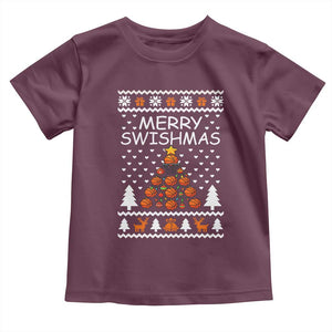 Basketball Merry Swishmas Toddler T Shirt Christmas Tree Sports TS12 Maroon Print Your Wear