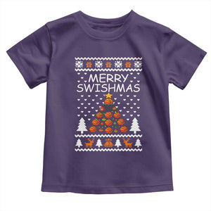 Basketball Merry Swishmas Toddler T Shirt Christmas Tree Sports TS12 Purple Print Your Wear