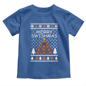 Basketball Merry Swishmas Toddler T Shirt Christmas Tree Sports TS12 Royal Blue Print Your Wear