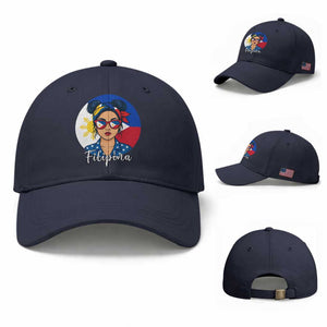 Philippines Girl Filipina Baseball Cap Flag Filipino Pride TS12 Baseball Cap Universal Fit Navy Print Your Wear