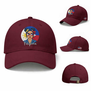 Philippines Girl Filipina Baseball Cap Flag Filipino Pride TS12 Baseball Cap Universal Fit Maroon Print Your Wear