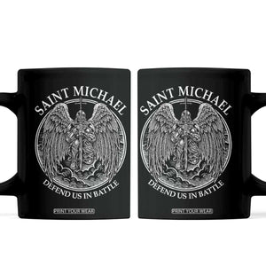 Saint Michael The Archangel Coffee Mug Defend Us In Battle Christian Faith TS12 Black Print Your Wear