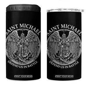 Saint Michael The Archangel 4 in 1 Can Cooler Tumbler Defend Us In Battle Christian Faith TS12 One Size: 16 oz Black Print Your Wear