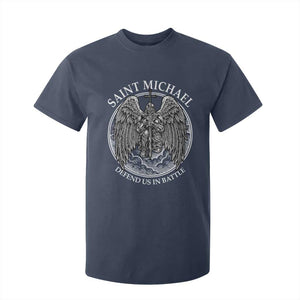 Saint Michael The Archangel T Shirt For Kid Defend Us In Battle Christian Faith TS12 Navy Print Your Wear