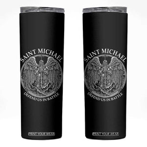 Saint Michael The Archangel Skinny Tumbler Defend Us In Battle Christian Faith TS12 Black Print Your Wear