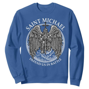 Saint Michael The Archangel Sweatshirt Defend Us In Battle Christian Faith TS12 Royal Blue Print Your Wear