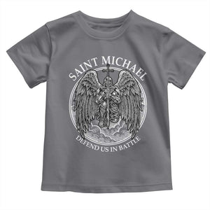 Saint Michael The Archangel Toddler T Shirt Defend Us In Battle Christian Faith TS12 Charcoal Print Your Wear