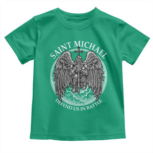Saint Michael The Archangel Toddler T Shirt Defend Us In Battle Christian Faith TS12 Irish Green Print Your Wear