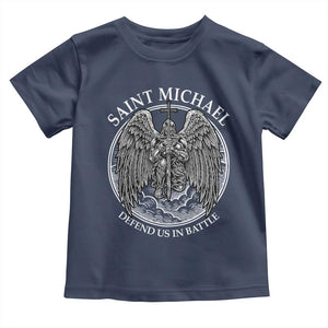 Saint Michael The Archangel Toddler T Shirt Defend Us In Battle Christian Faith TS12 Navy Print Your Wear