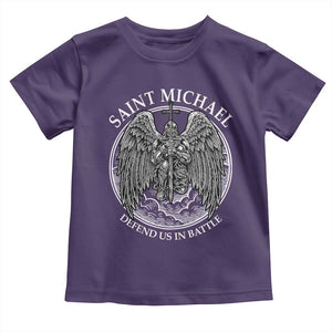 Saint Michael The Archangel Toddler T Shirt Defend Us In Battle Christian Faith TS12 Purple Print Your Wear