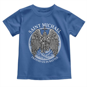 Saint Michael The Archangel Toddler T Shirt Defend Us In Battle Christian Faith TS12 Royal Blue Print Your Wear
