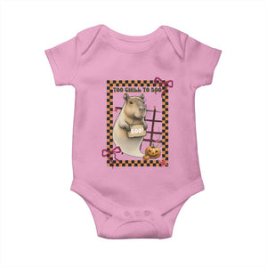 Halloween Capybara Baby Onesie Funny Too Chill To Boo TS12 Light Pink Print Your Wear