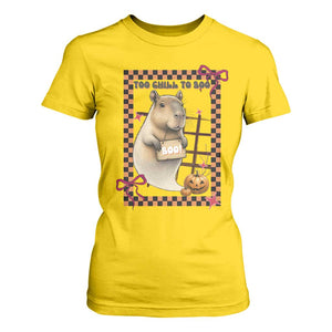 Halloween Capybara T Shirt For Women Funny Too Chill To Boo TS12 Daisy Print Your Wear
