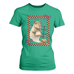 Halloween Capybara T Shirt For Women Funny Too Chill To Boo TS12 Irish Green Print Your Wear
