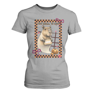 Halloween Capybara T Shirt For Women Funny Too Chill To Boo TS12 Sport Gray Print Your Wear