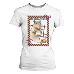 Halloween Capybara T Shirt For Women Funny Too Chill To Boo TS12 White Print Your Wear