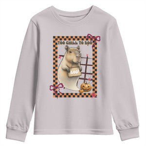 Halloween Capybara Youth Sweatshirt Funny Too Chill To Boo TS12 Ice Gray Print Your Wear
