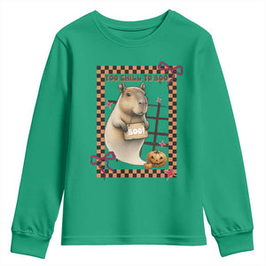 Halloween Capybara Youth Sweatshirt Funny Too Chill To Boo TS12 Irish Green Print Your Wear