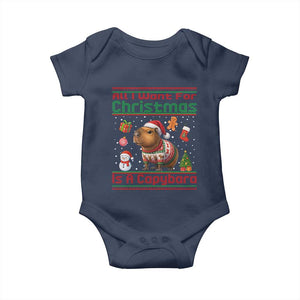 Funny Xmas Baby Onesie All I Want For Christmas Is A Capybara TS12 Navy Print Your Wear