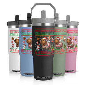 Funny Xmas Flip Straw Tumbler All I Want For Christmas Is A Capybara TS12 Print Your Wear