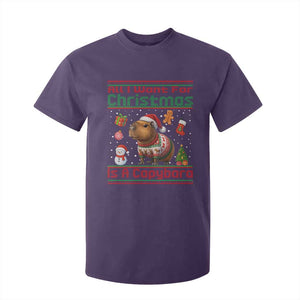 Funny Xmas T Shirt For Kid All I Want For Christmas Is A Capybara TS12 Purple Print Your Wear
