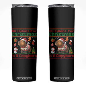 Funny Xmas Skinny Tumbler All I Want For Christmas Is A Capybara TS12 Black Print Your Wear