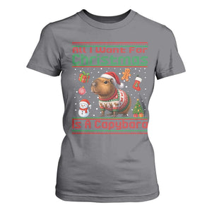 Funny Xmas T Shirt For Women All I Want For Christmas Is A Capybara TS12 Charcoal Print Your Wear