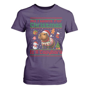 Funny Xmas T Shirt For Women All I Want For Christmas Is A Capybara TS12 Purple Print Your Wear
