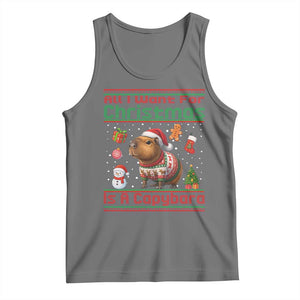 Funny Xmas Tank Top All I Want For Christmas Is A Capybara TS12 Black Heather Print Your Wear