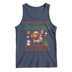 Funny Xmas Tank Top All I Want For Christmas Is A Capybara TS12 Navy Print Your Wear