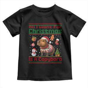 Funny Xmas Toddler T Shirt All I Want For Christmas Is A Capybara TS12 Black Print Your Wear