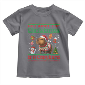 Funny Xmas Toddler T Shirt All I Want For Christmas Is A Capybara TS12 Charcoal Print Your Wear