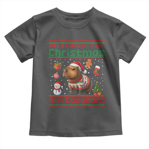 Funny Xmas Toddler T Shirt All I Want For Christmas Is A Capybara TS12 Dark Heather Print Your Wear