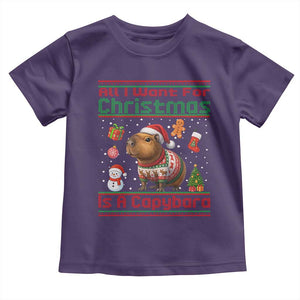 Funny Xmas Toddler T Shirt All I Want For Christmas Is A Capybara TS12 Purple Print Your Wear