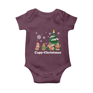 Christmas Capybara Baby Onesie Funny Capy Xmas Gift Idea TS12 Maroon Print Your Wear